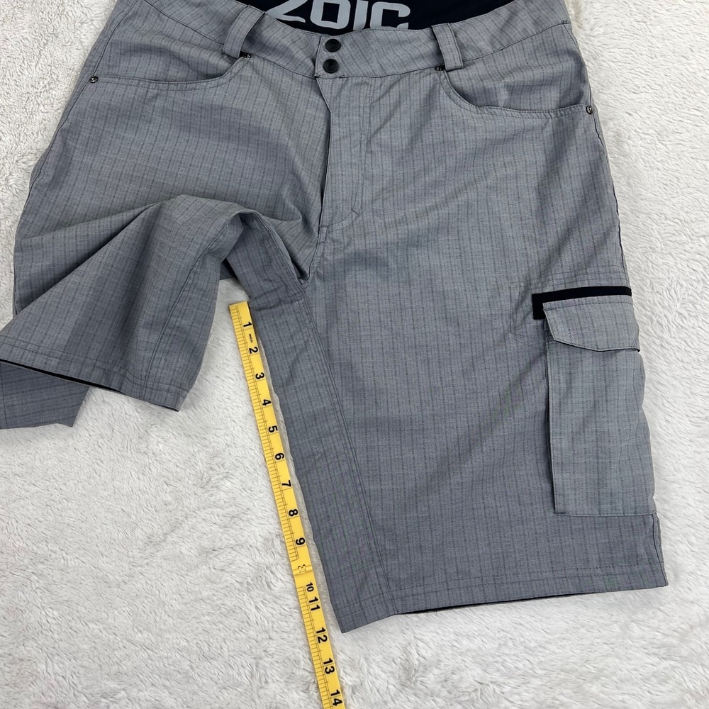 Zoic Ether Mountain Bike Shorts Men's XL Gray Check Stretch Cargo MTB Trail 12" - Picture 11 of 13